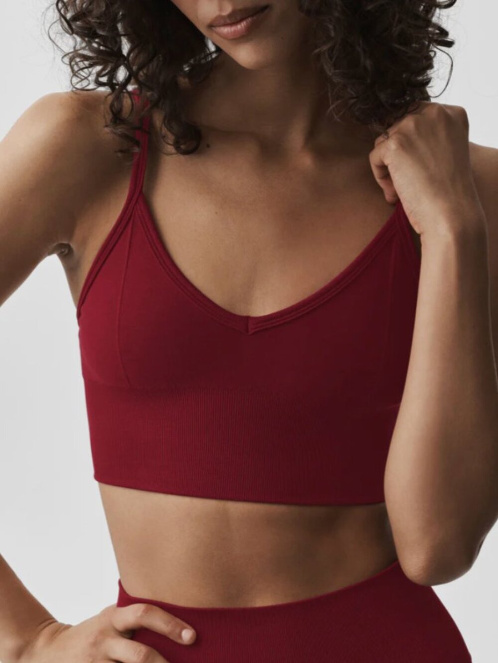 Alo Seamless Modal Ribbed Delight Bralette Summer Romance Red Small NWT - Picture 2 of 5